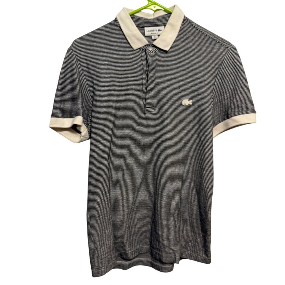 Lacoste Womens Striped Polo Shirt Size 5 Regular Fit Cotton Blend